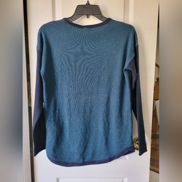 NWT Smartwool Shadow Pine Colorblock Crew Sweater Twilight Blue Donegal Small - Picture 2 of 12